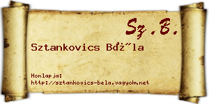 Sztankovics Béla névjegykártya
